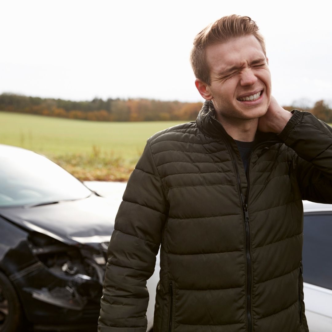 A man who injured his neck in a car accident.