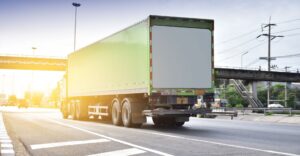 Truck driving down the highway