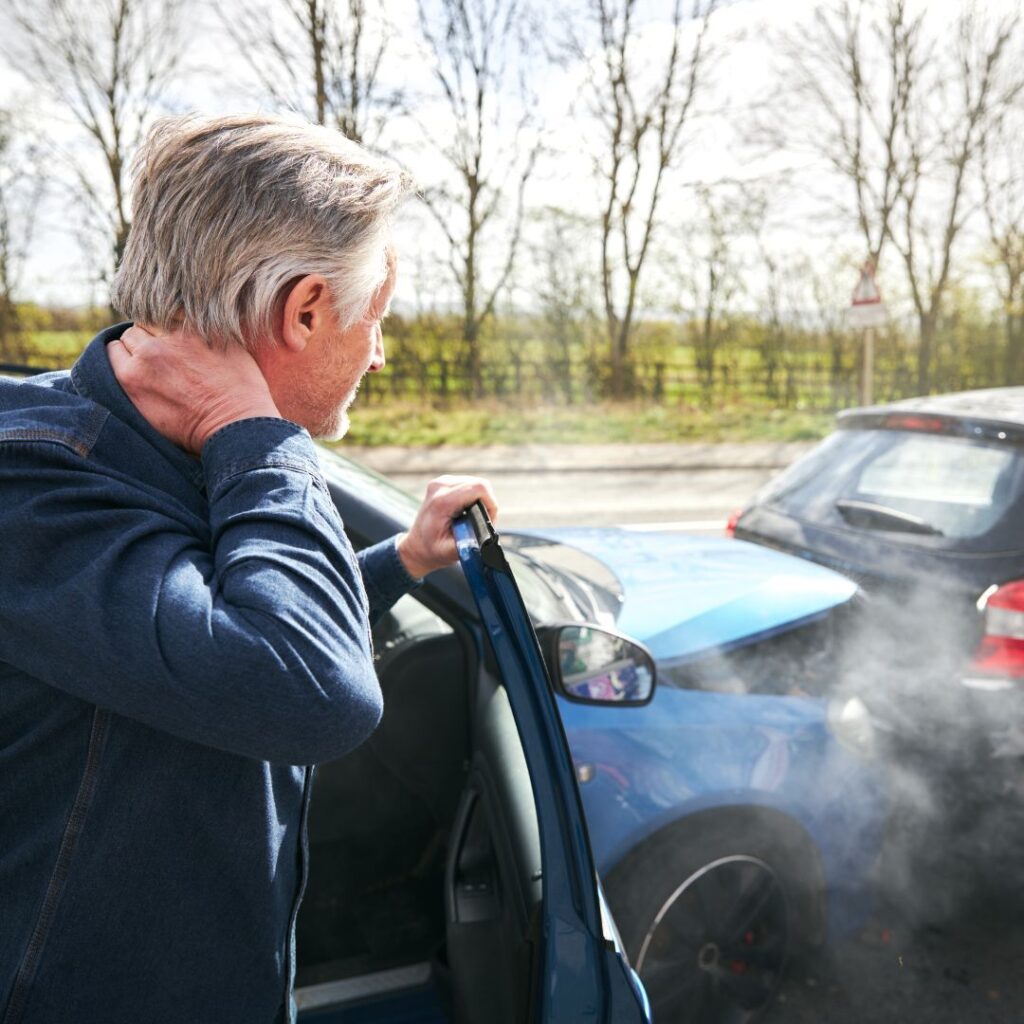 man with injured neck