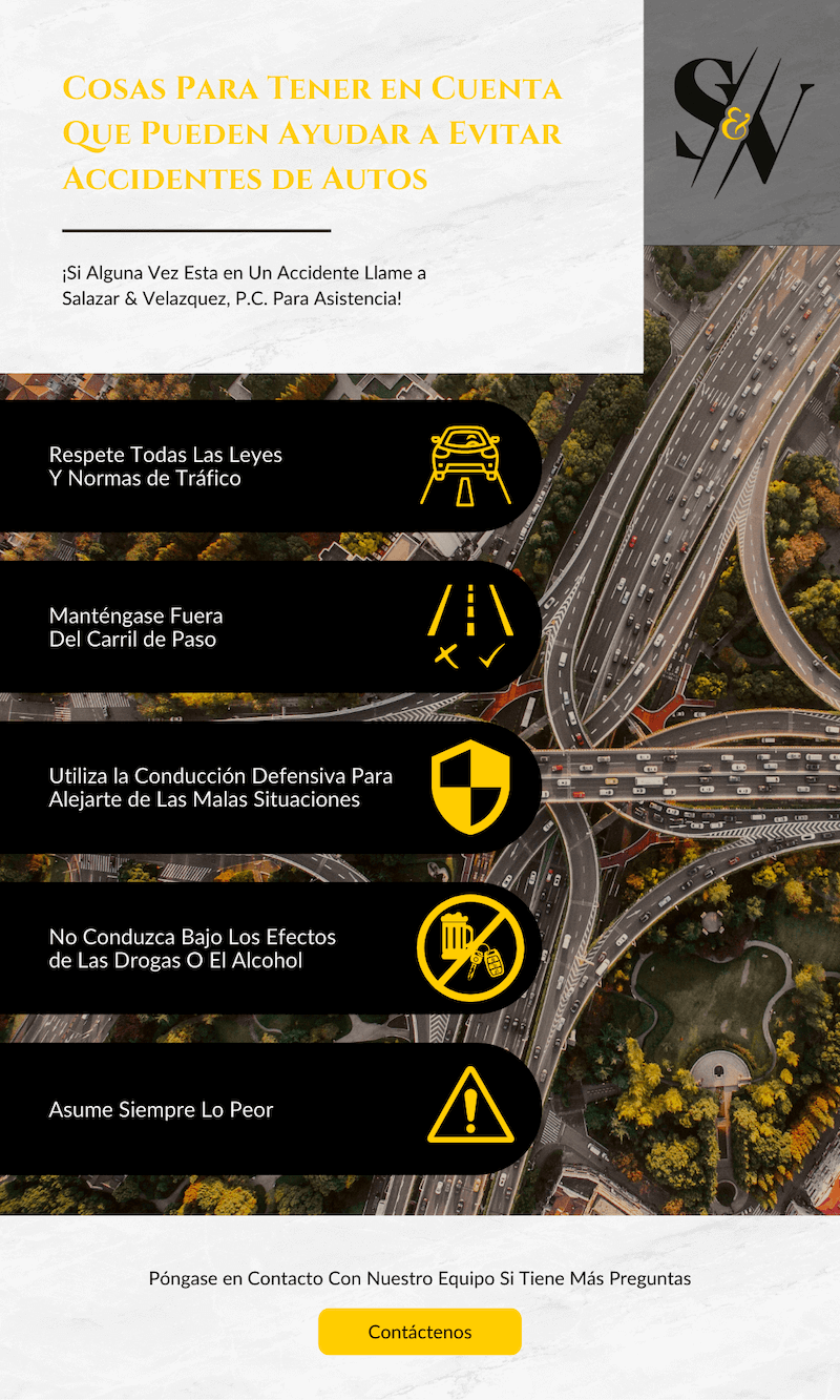 infografía de Cosas Para Tener en Cuenta Que Pueden Ayudar a Evitar Accidentes de Autos