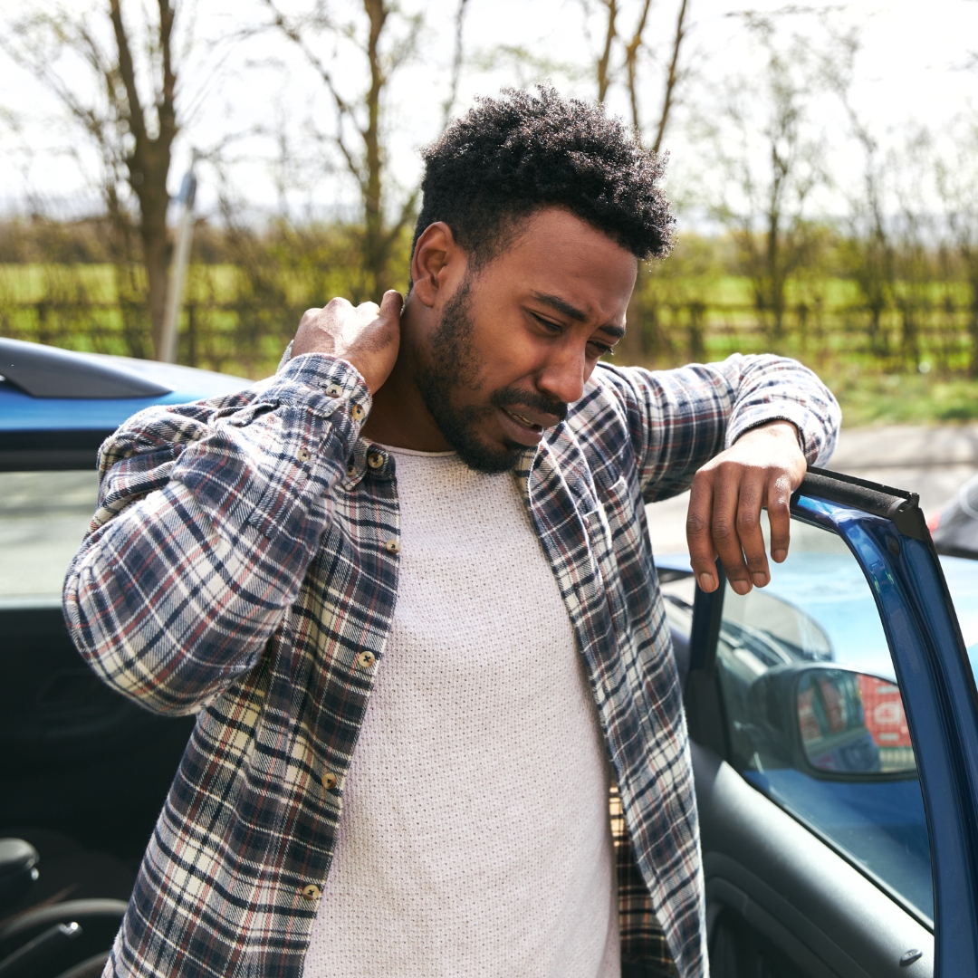Man in pain after a car accident