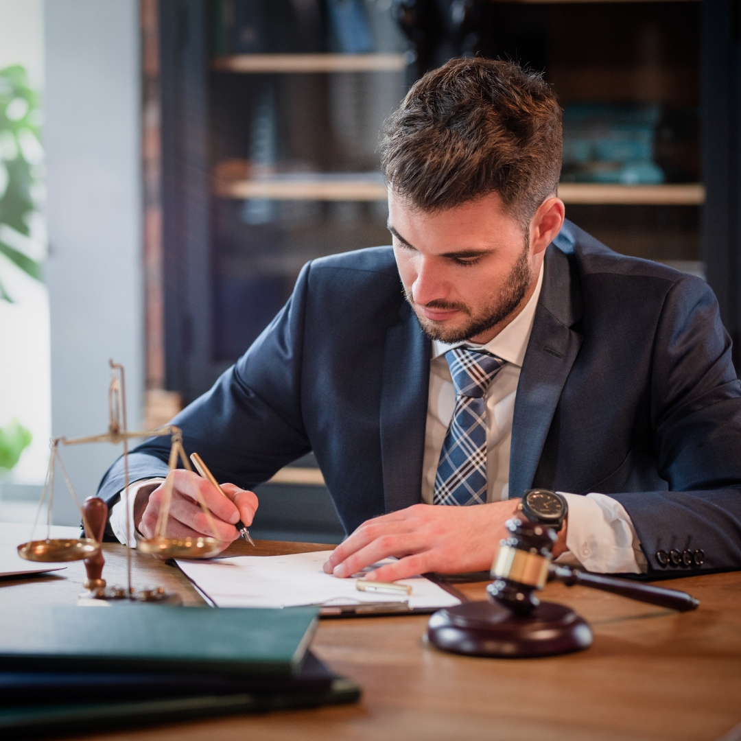 Accident lawyer working on a case