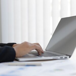 typing on computer