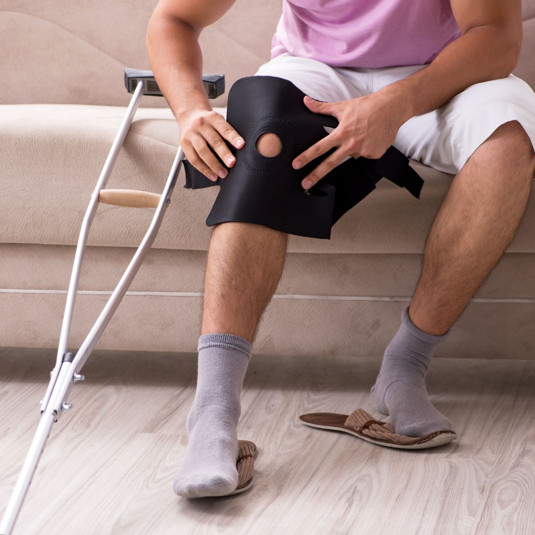 Man with an injured knee