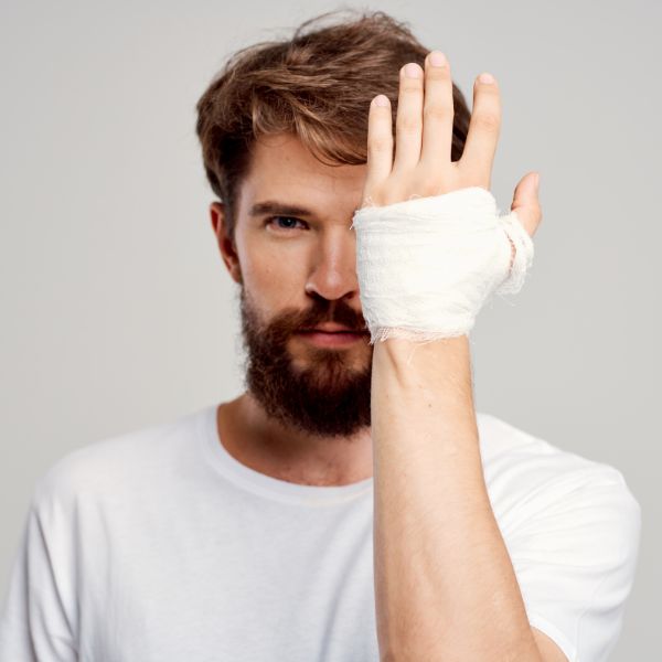 A man with a hand injury