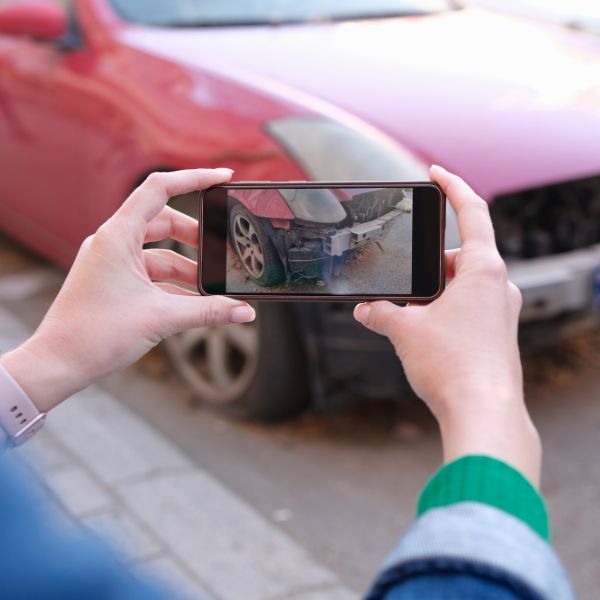persona haciendo una foto de un accidente de coche