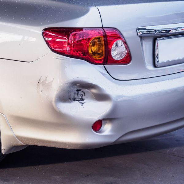 A dented car