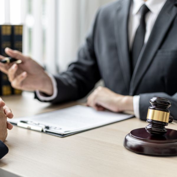 A lawyer discussing with a client