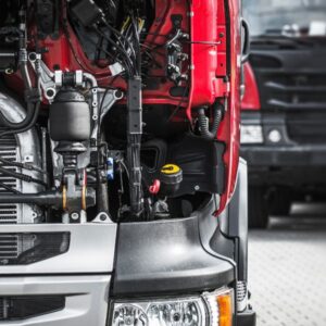 A semi truck engine