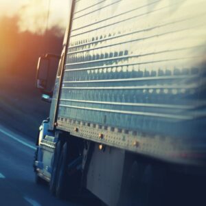 the view of a rear side of a semi truck