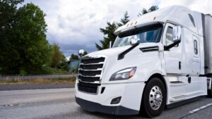 A white semi truck