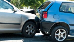 A rear end car crash