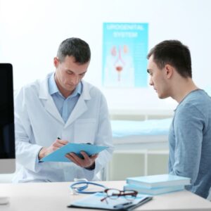 A man speaking with a doctor