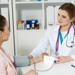 A person speaking with a doctor