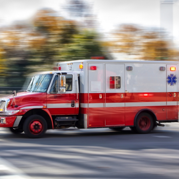An ambulance on their way to a scene