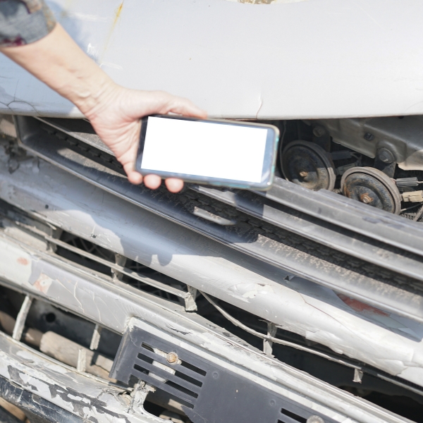 A person taking an image of a crashed car