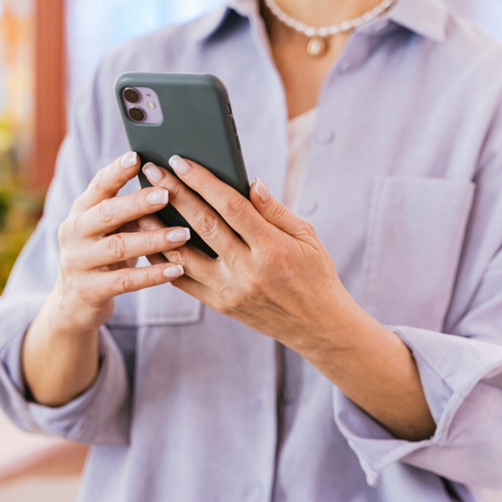 A women checking out her phone