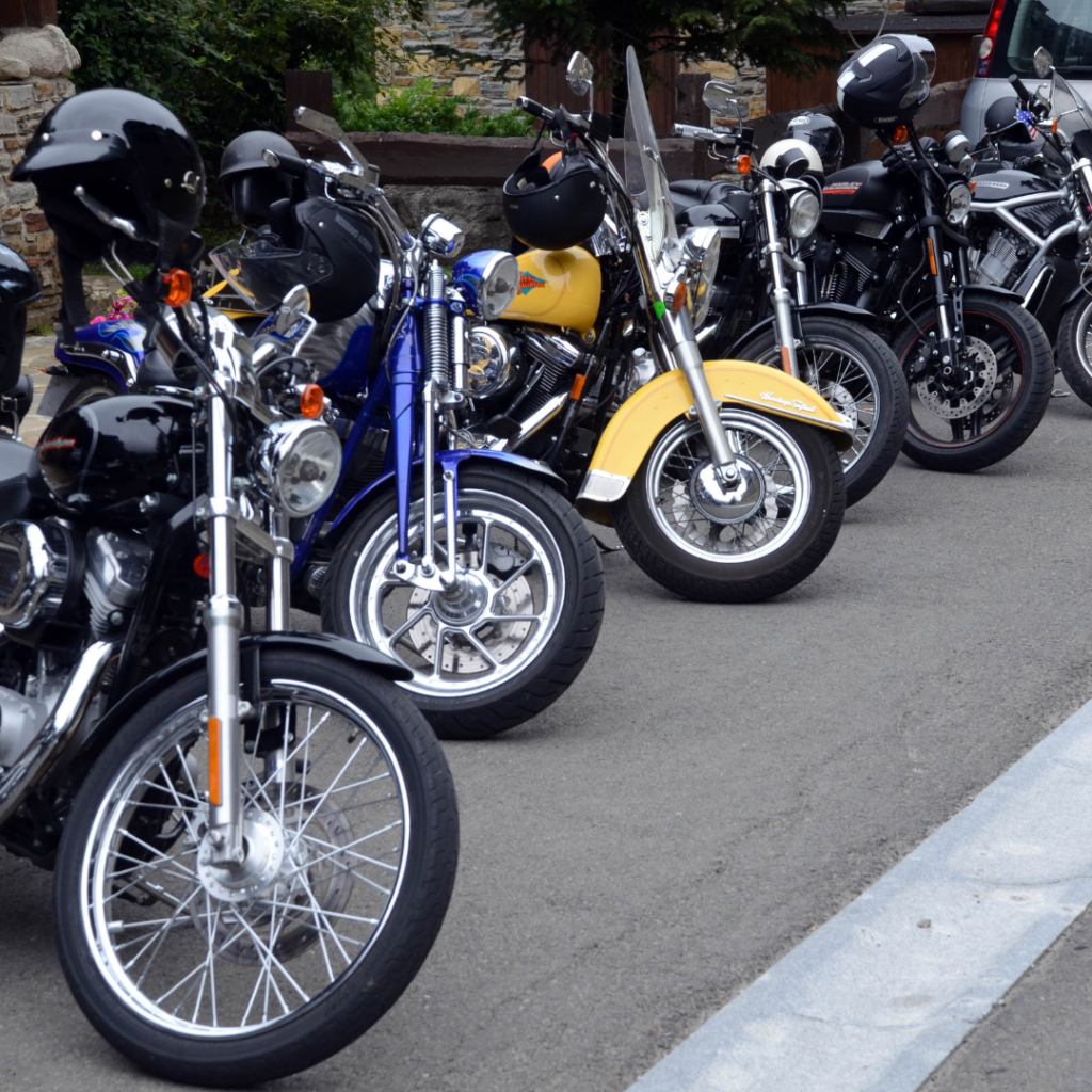 A line of motorocycles