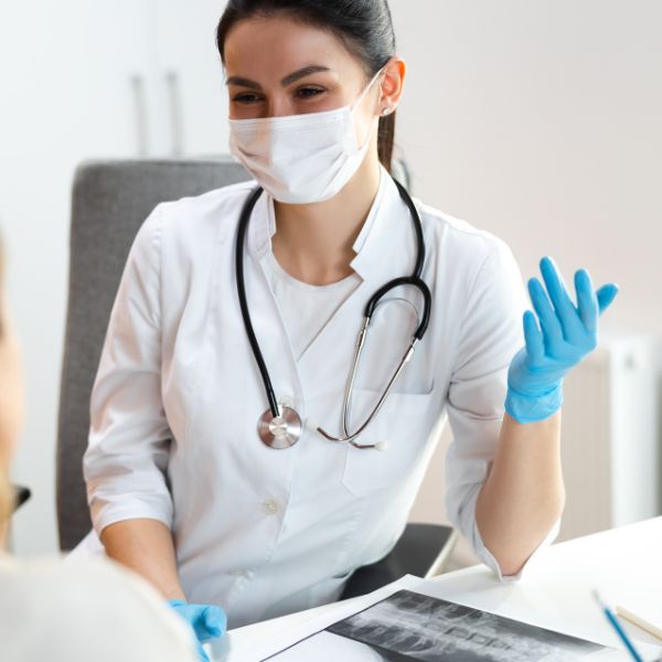 A doctor speaking with a patient