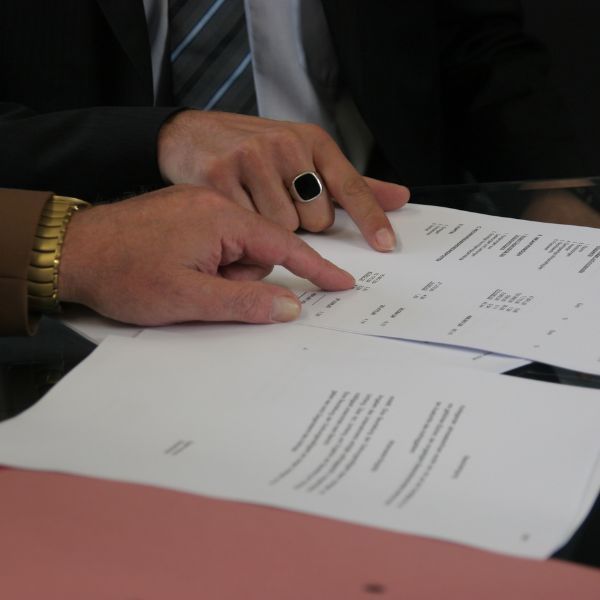 Someone going over documents