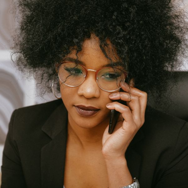 A woman speaking on the phone