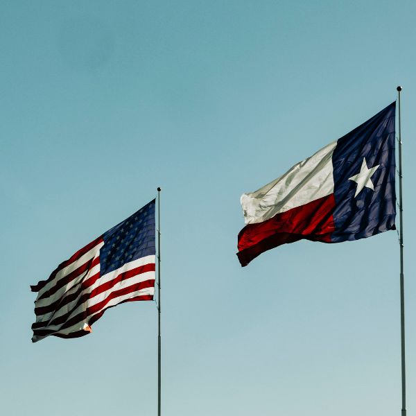 Bandera de EE.UU. y Texas