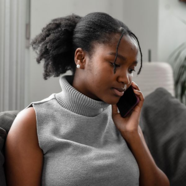 A woman speaking on the phone