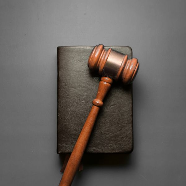 Judge gavel atop a book