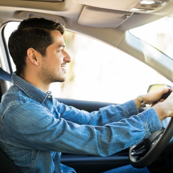 Happy man driving