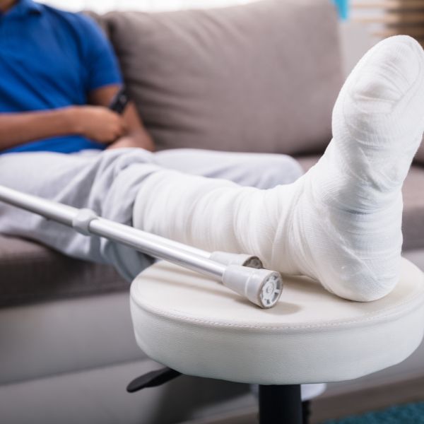 A person with an injured foot