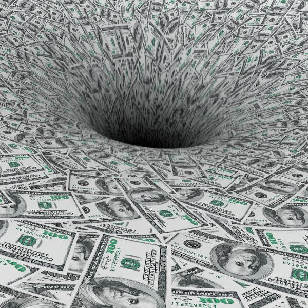 Money falling into the abyss