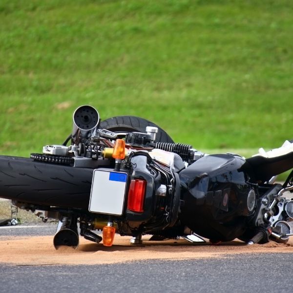 A tipped over motorcycle