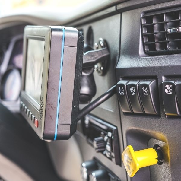The interior of a truck