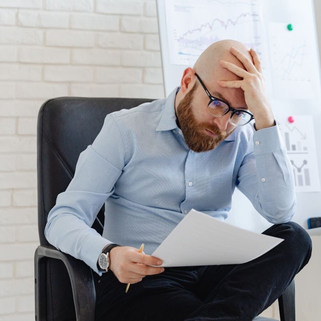 A man that is very stressed