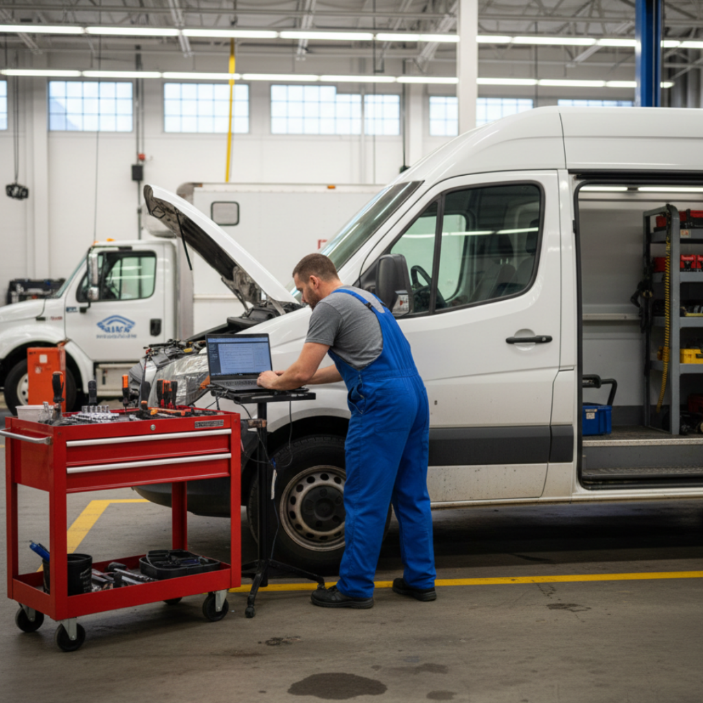Un mecánico reparando un coche.