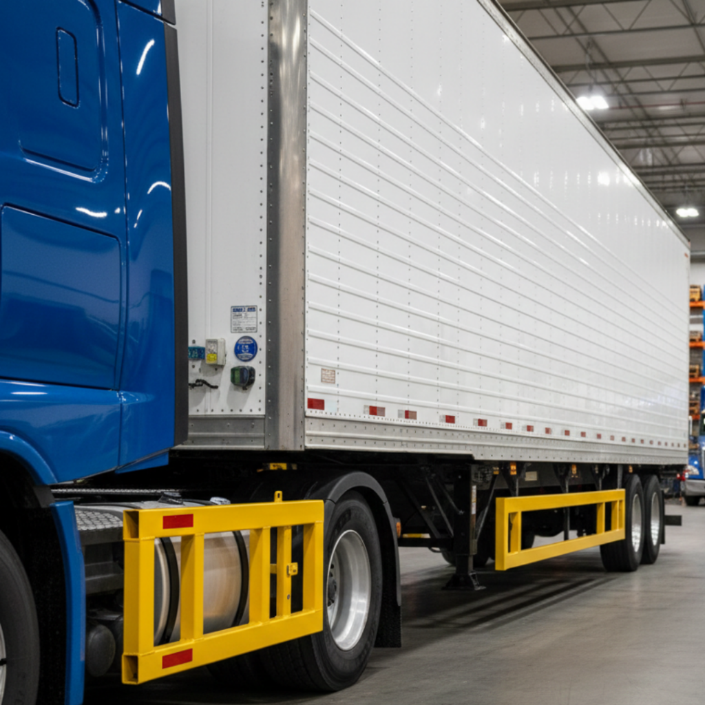 The side of a semi truck