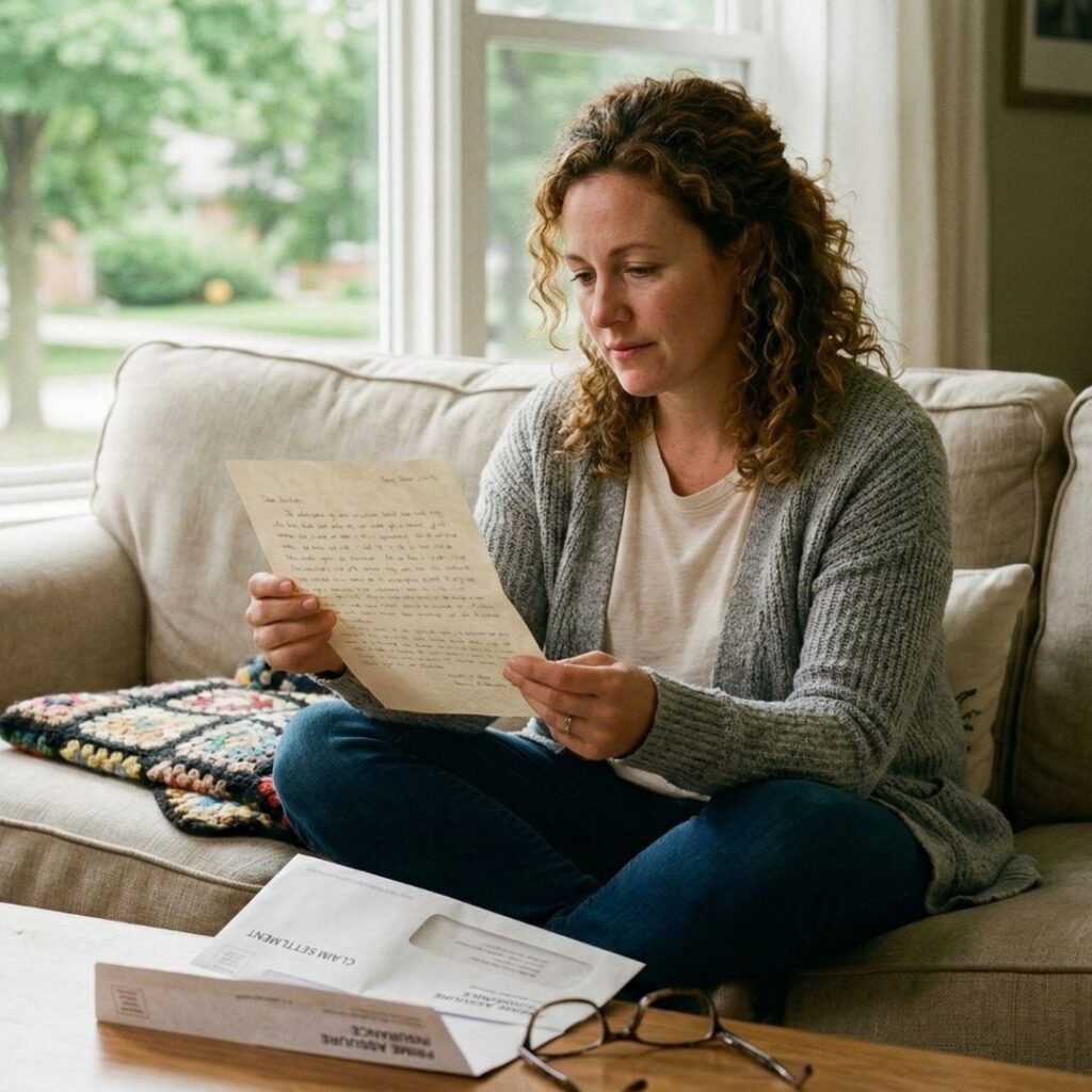 A woman looking at a paper
