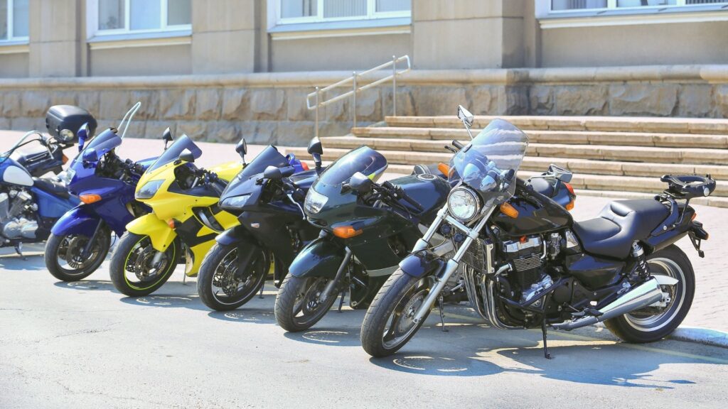 A line of motorcycles