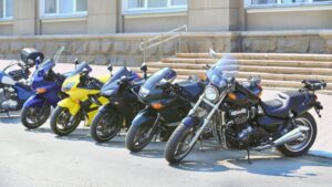 A line of motorcycles