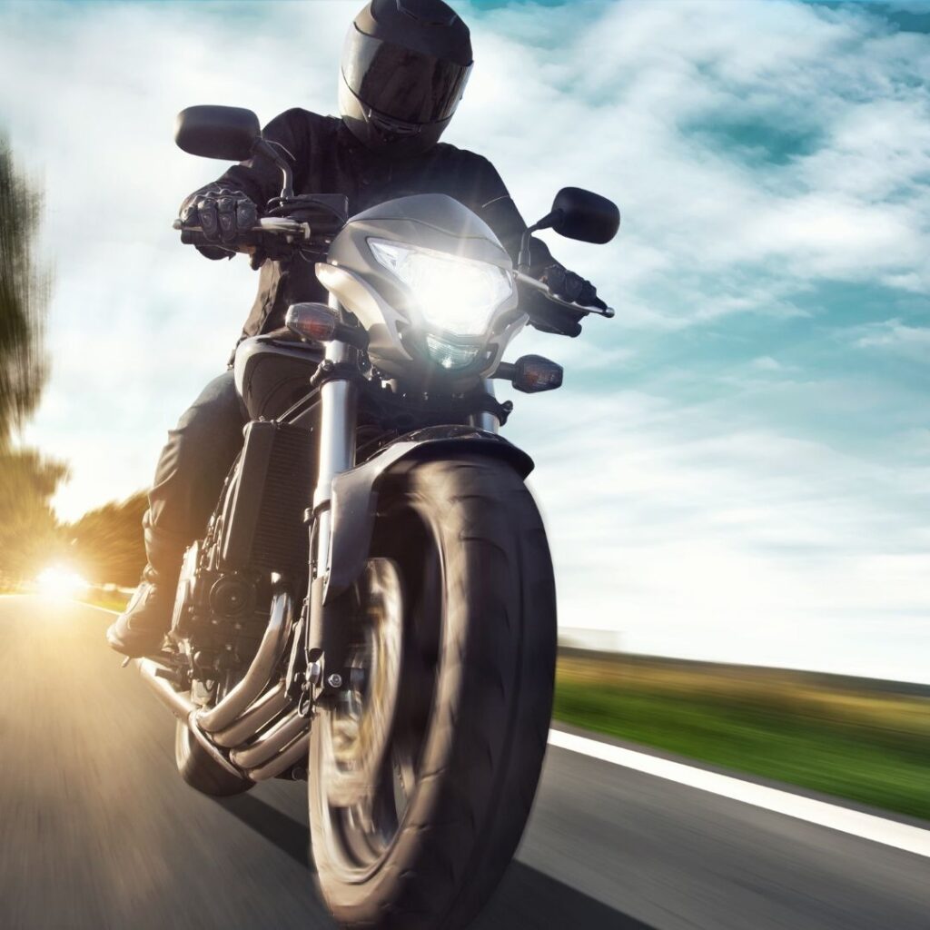 A person riding a motorcycle