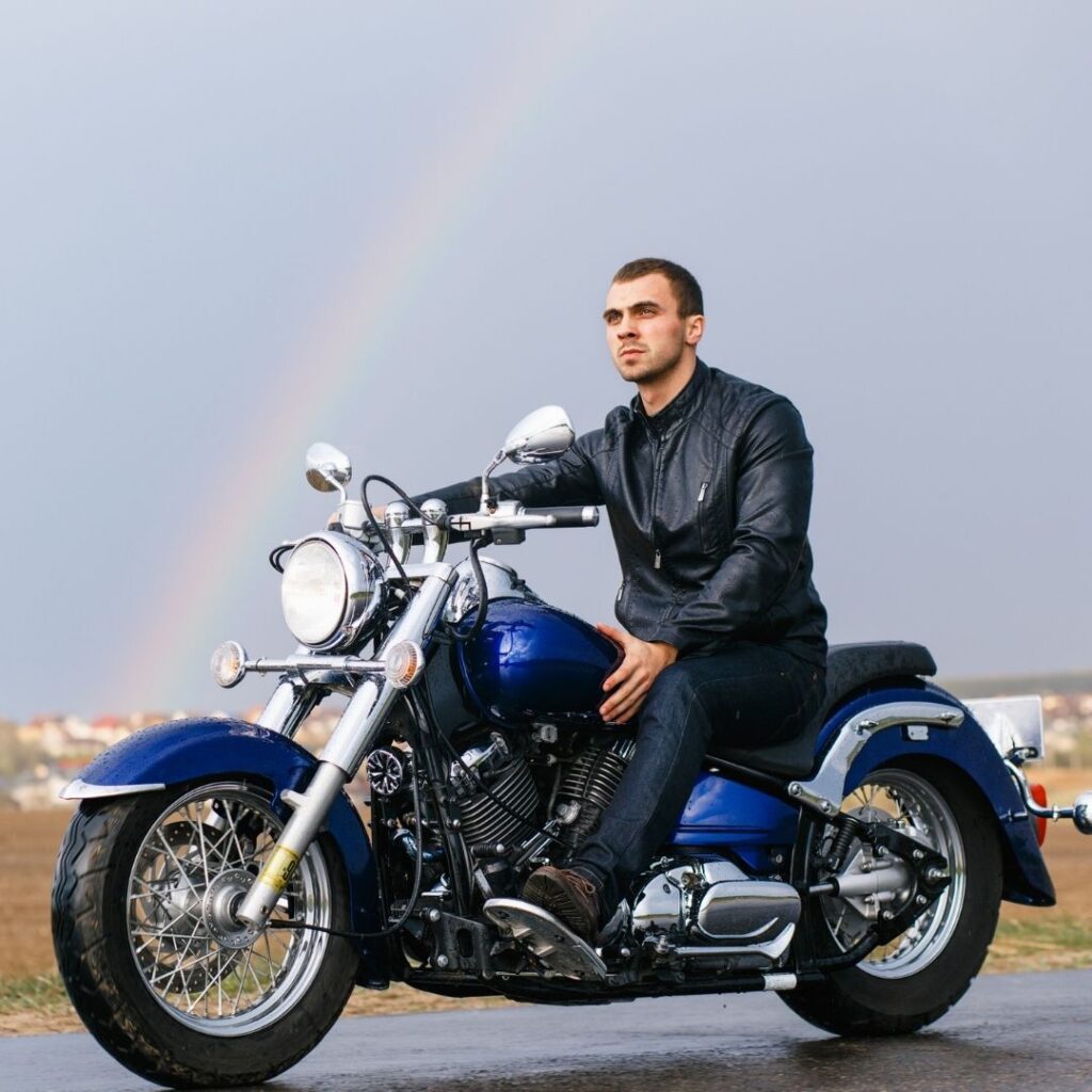 A man riding a motorcycle