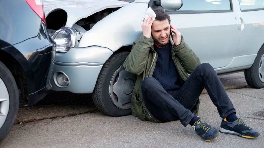 A man after a car crash