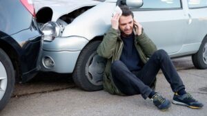 A man after a car crash