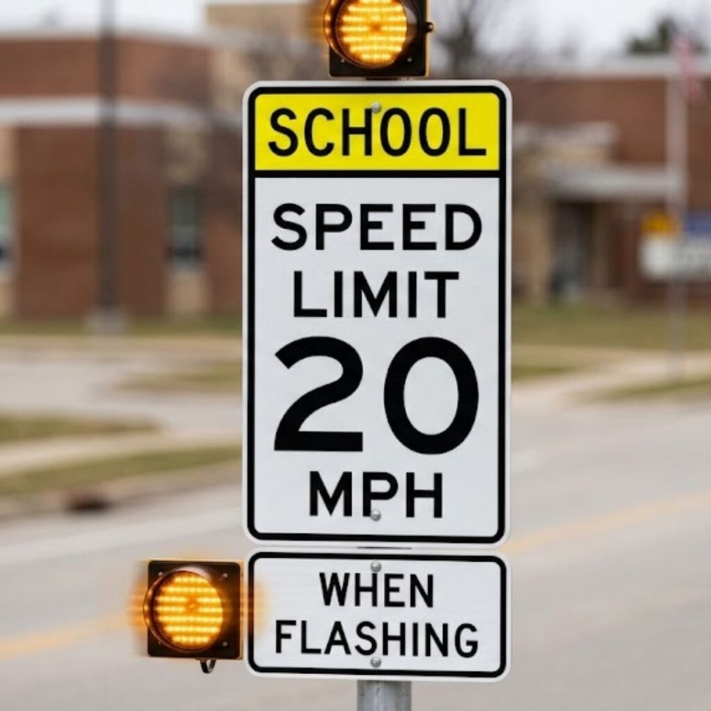 school speed limit sign