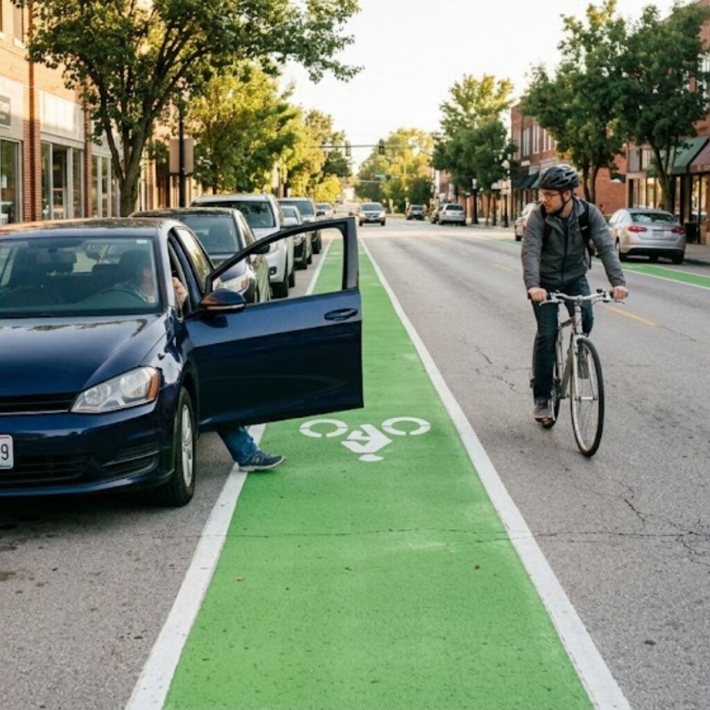 opening car door into bike lane