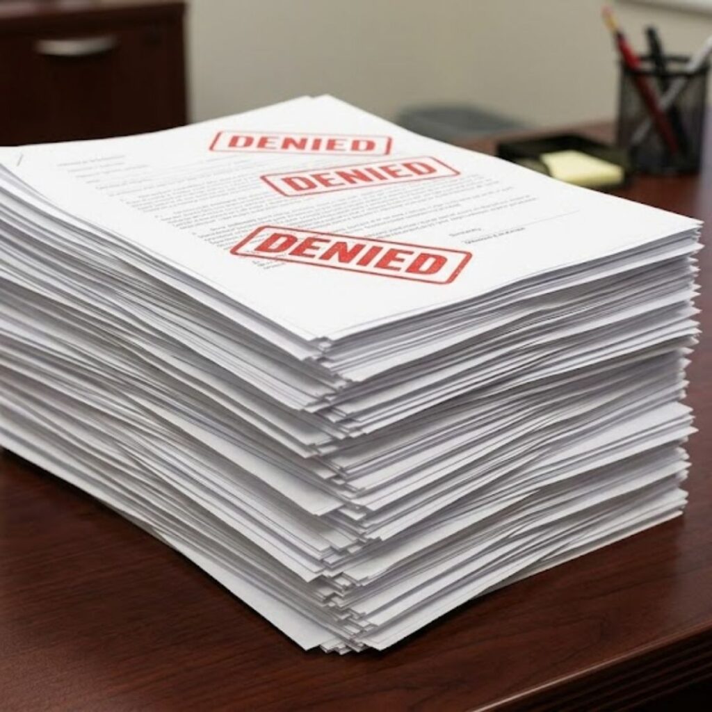 pile of denied papers