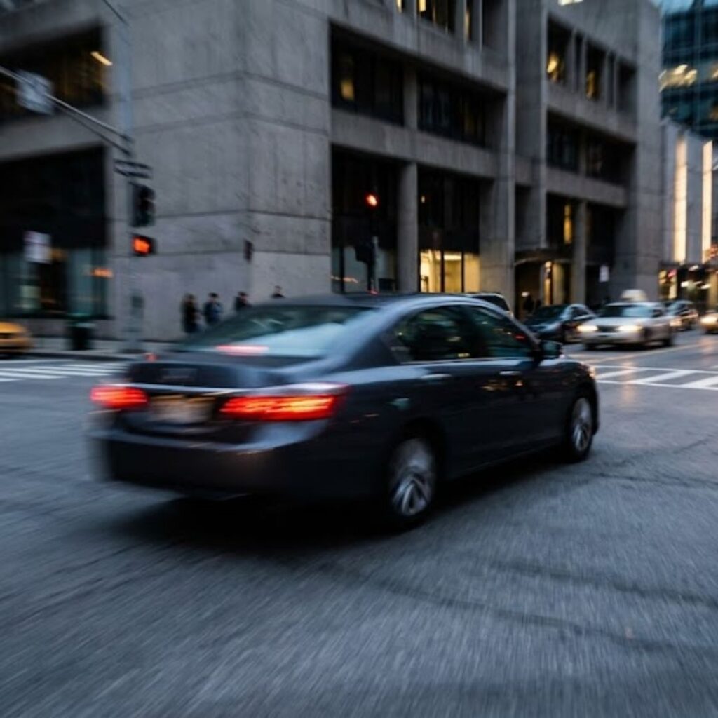 car driving through cross walk