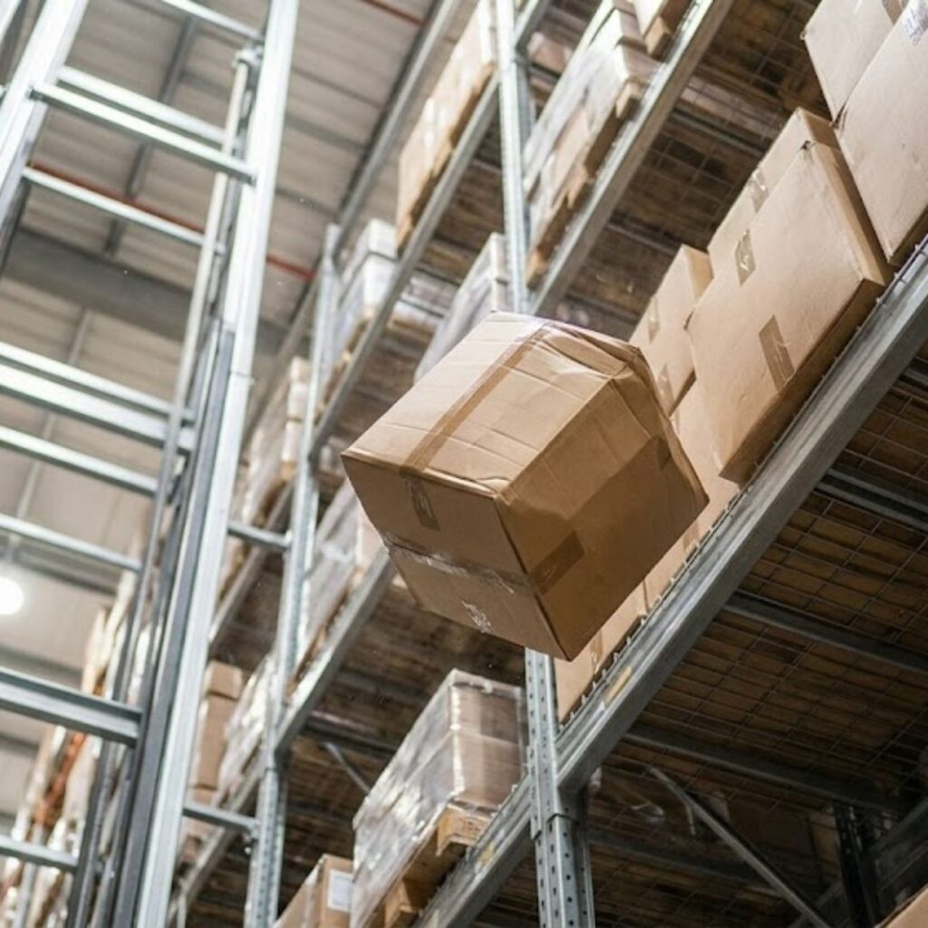 box falling from shelf