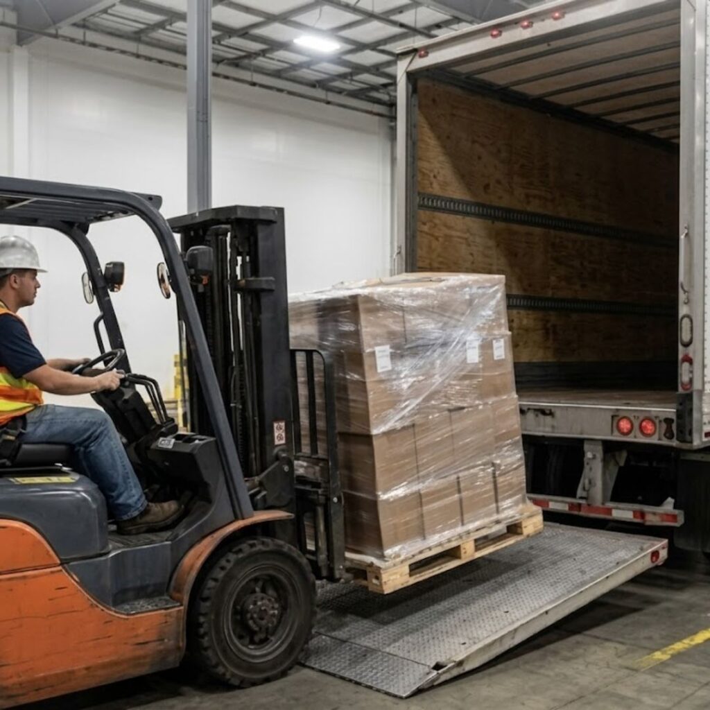 loading freight into semi