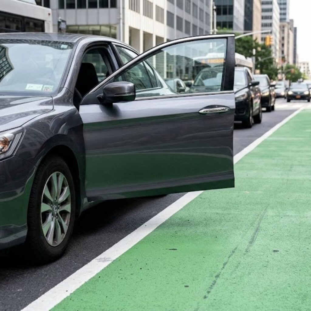 opening car door in bike lane